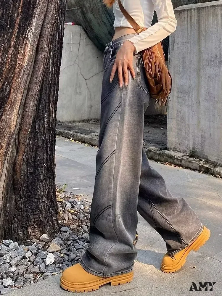 Amy Fashion - Retro Gradient Loose Fitting Straight Casual Fashion Jean - Image 5