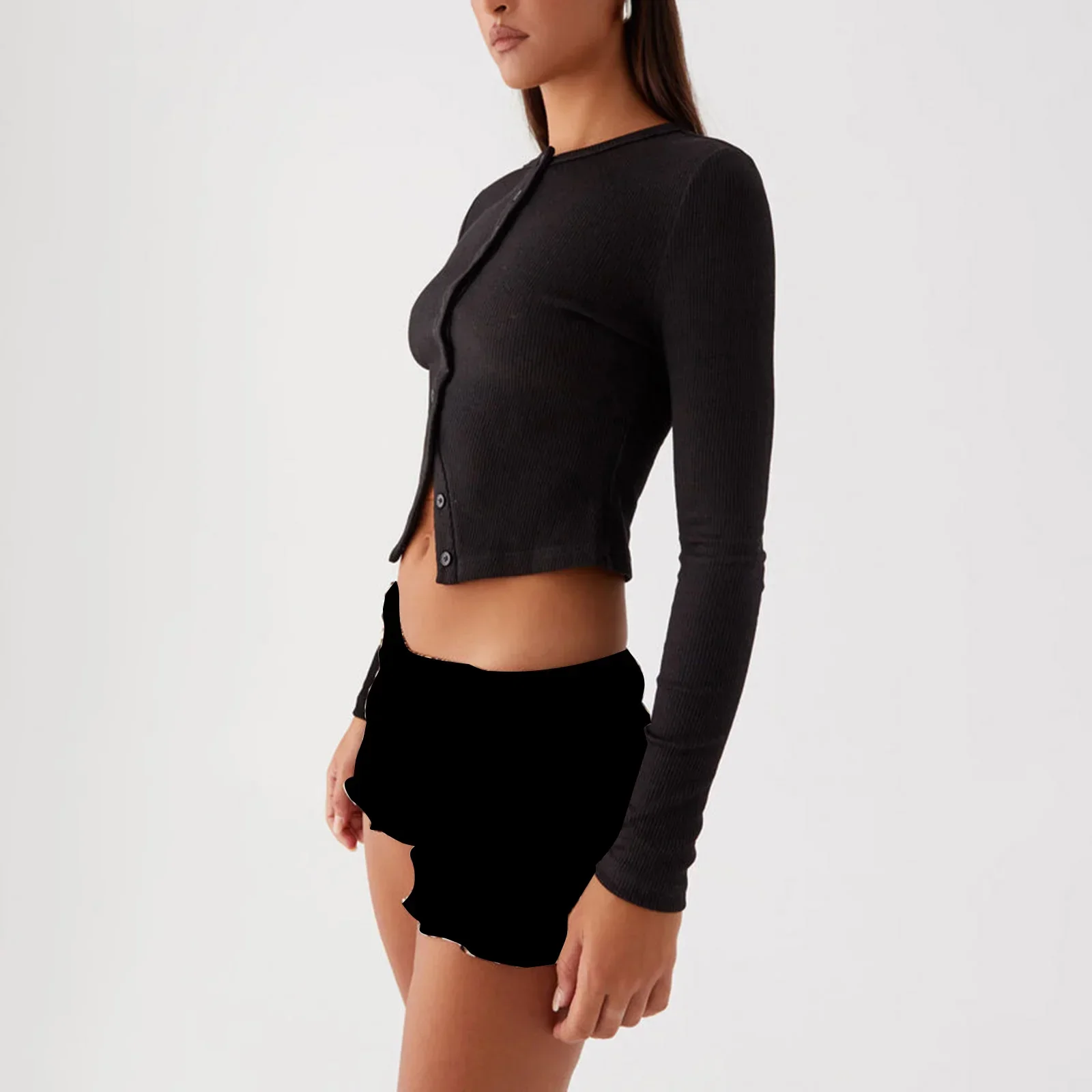 Ribbed Button Front Club Knit Cardigan - Image 5