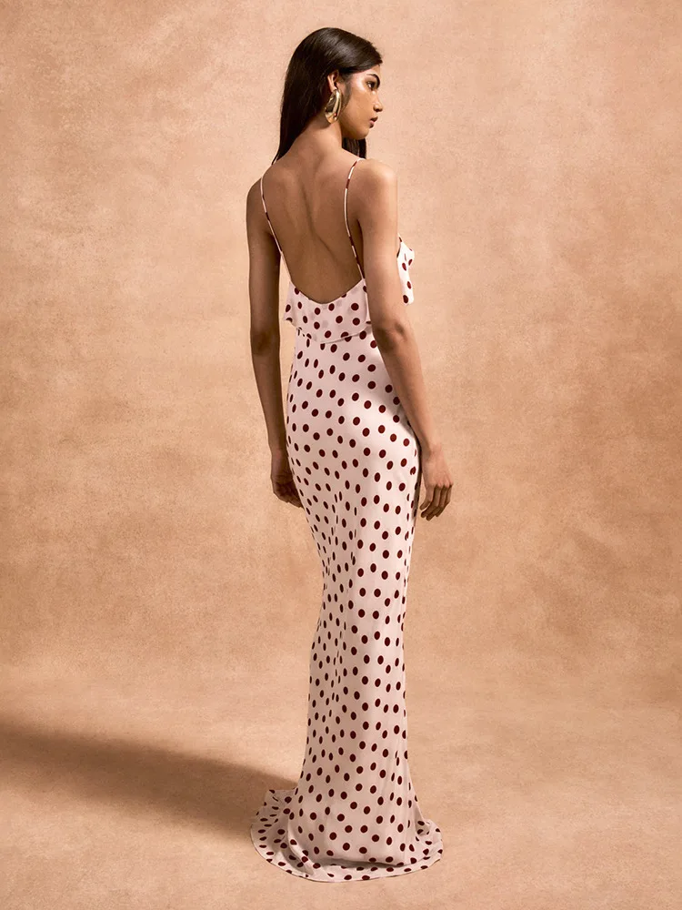 Rose Strap Polka Dot Maxi Dress - Image 4