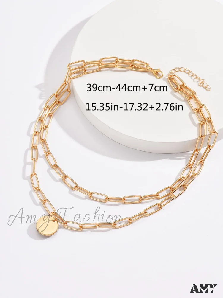 Amy Fashion - Round Charm Layered Necklace - Image 5