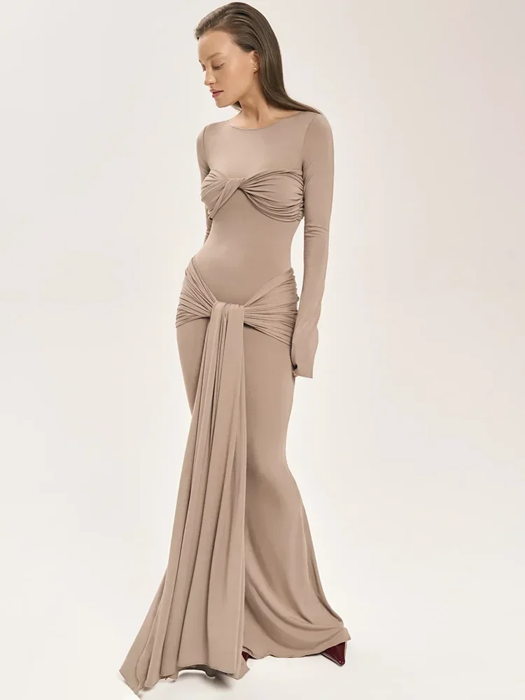 Ruched Twist Splice Bodycon Maxi Dress - Image 6