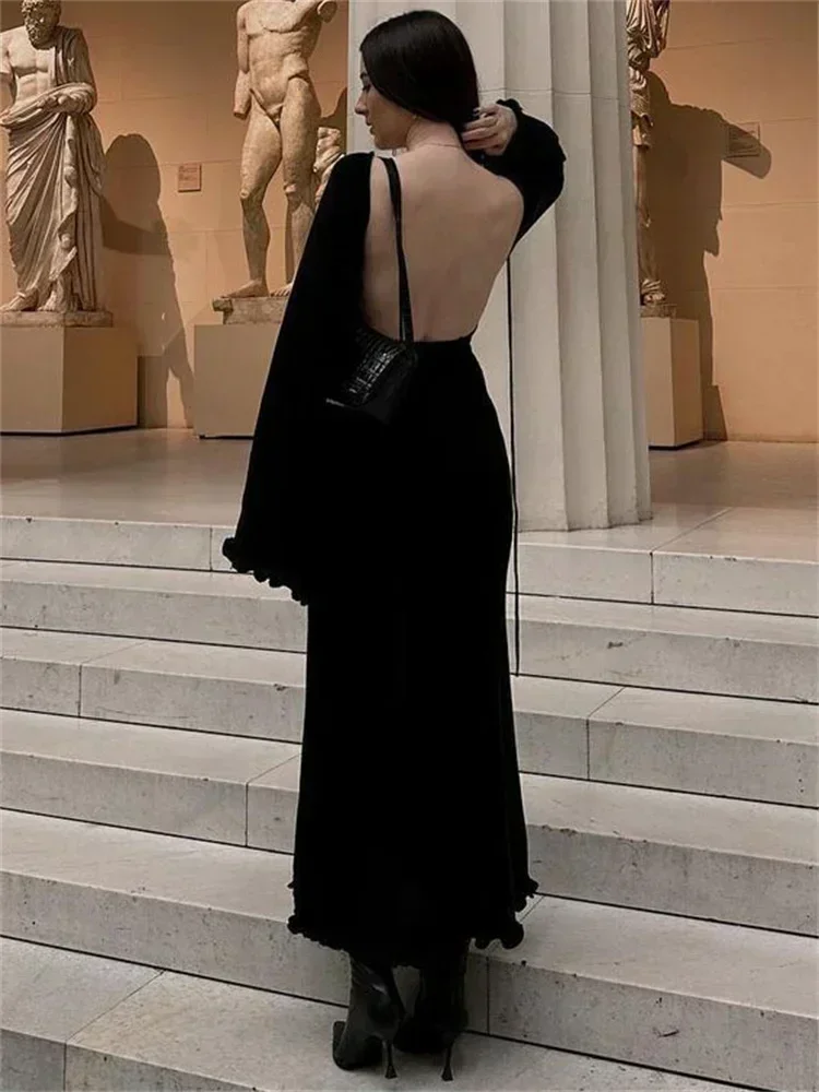 Ruffled Lace Up Knitted Maxi Dress - Image 7