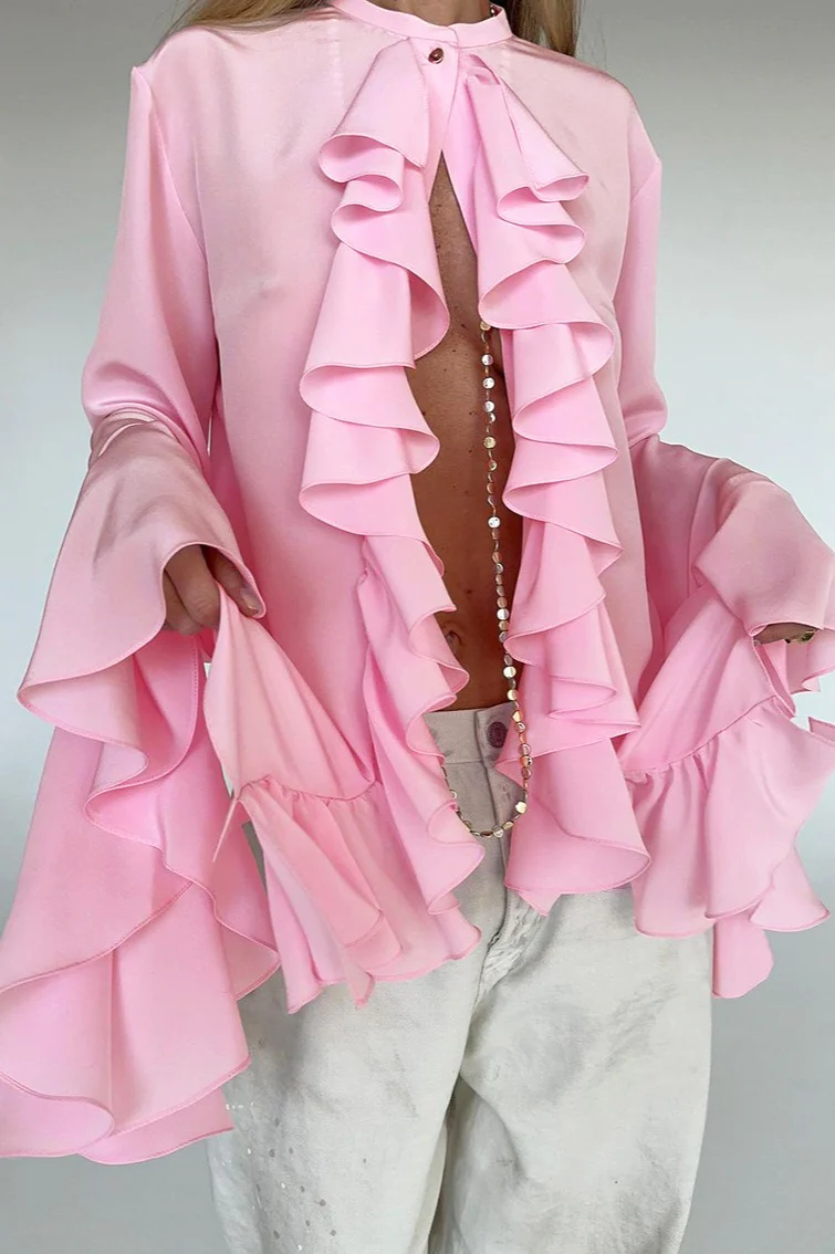 Ruffled Long-Sleeve Elegant Blouse - Image 2