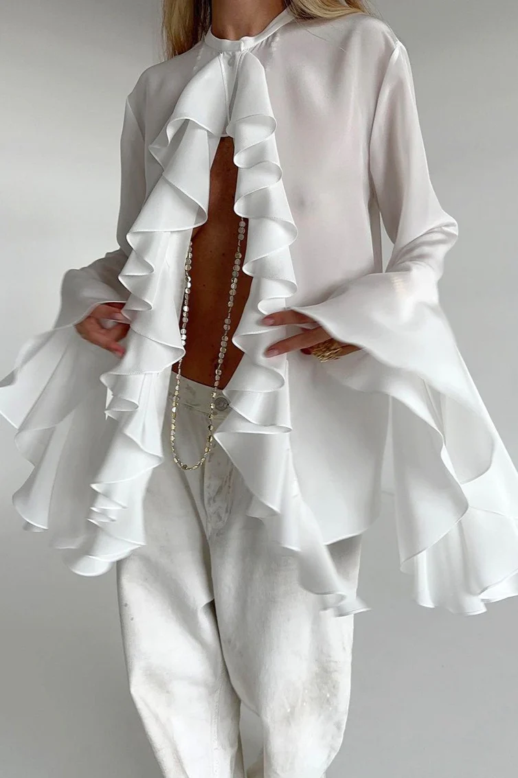 Ruffled Long-Sleeve Elegant Blouse - Image 3