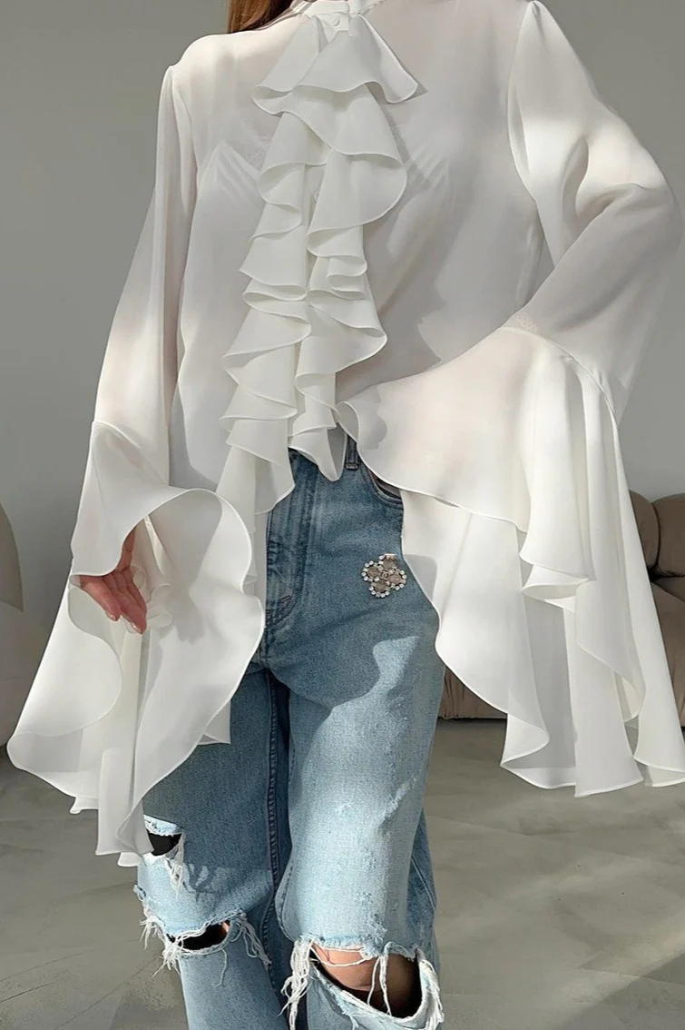Ruffled Long-Sleeve Elegant Blouse - Image 4