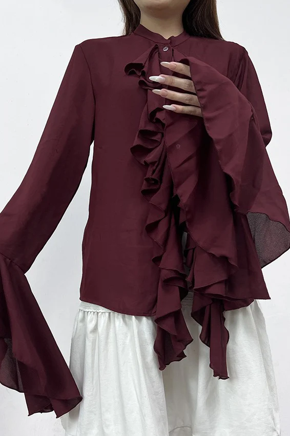 Ruffled Long-Sleeve Elegant Blouse - Image 9