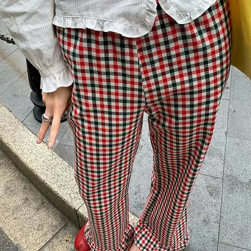 Ruffled Plaid Flared Casual Pant - Image 4