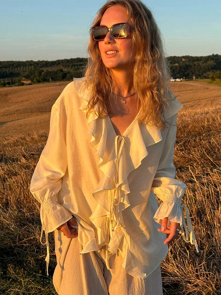 Ruffled Tie Top Shorts Two Piece Set - Image 6