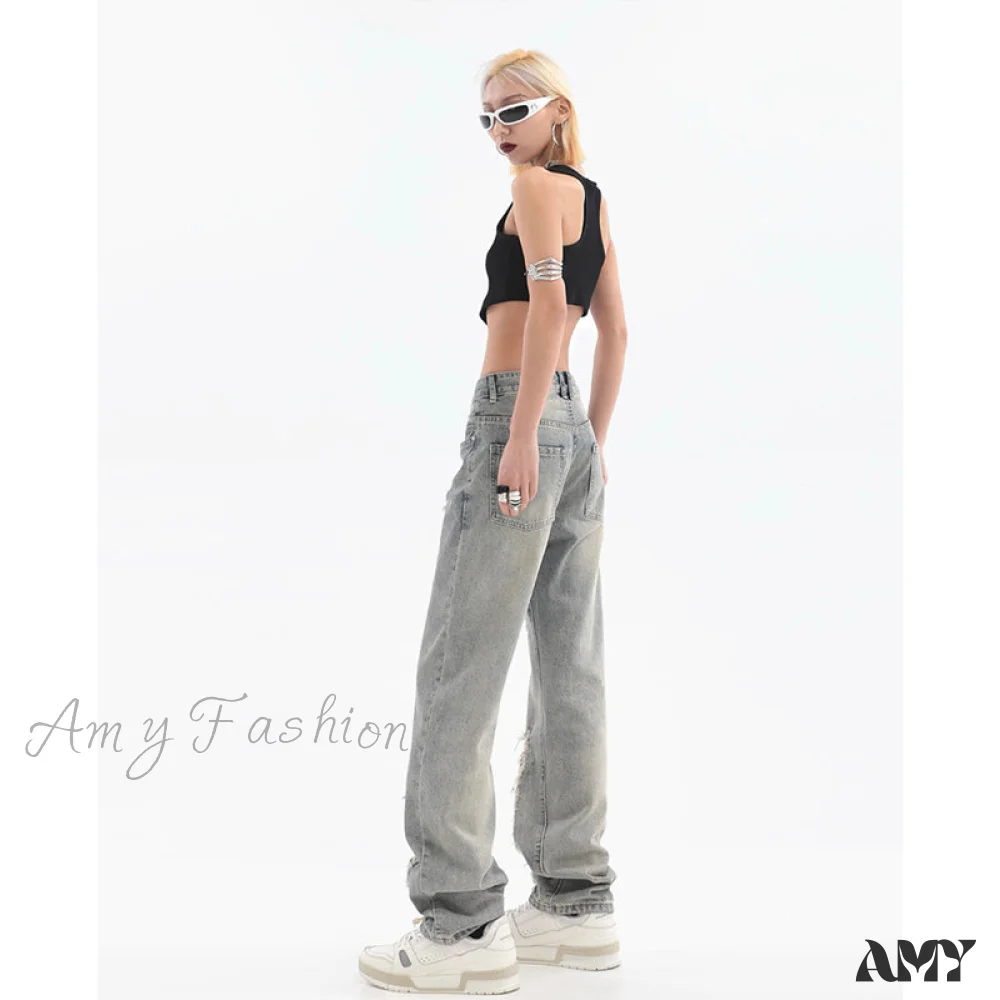 Amy Fashion - Hip Hop Ripped Baggy Jeans - Image 3