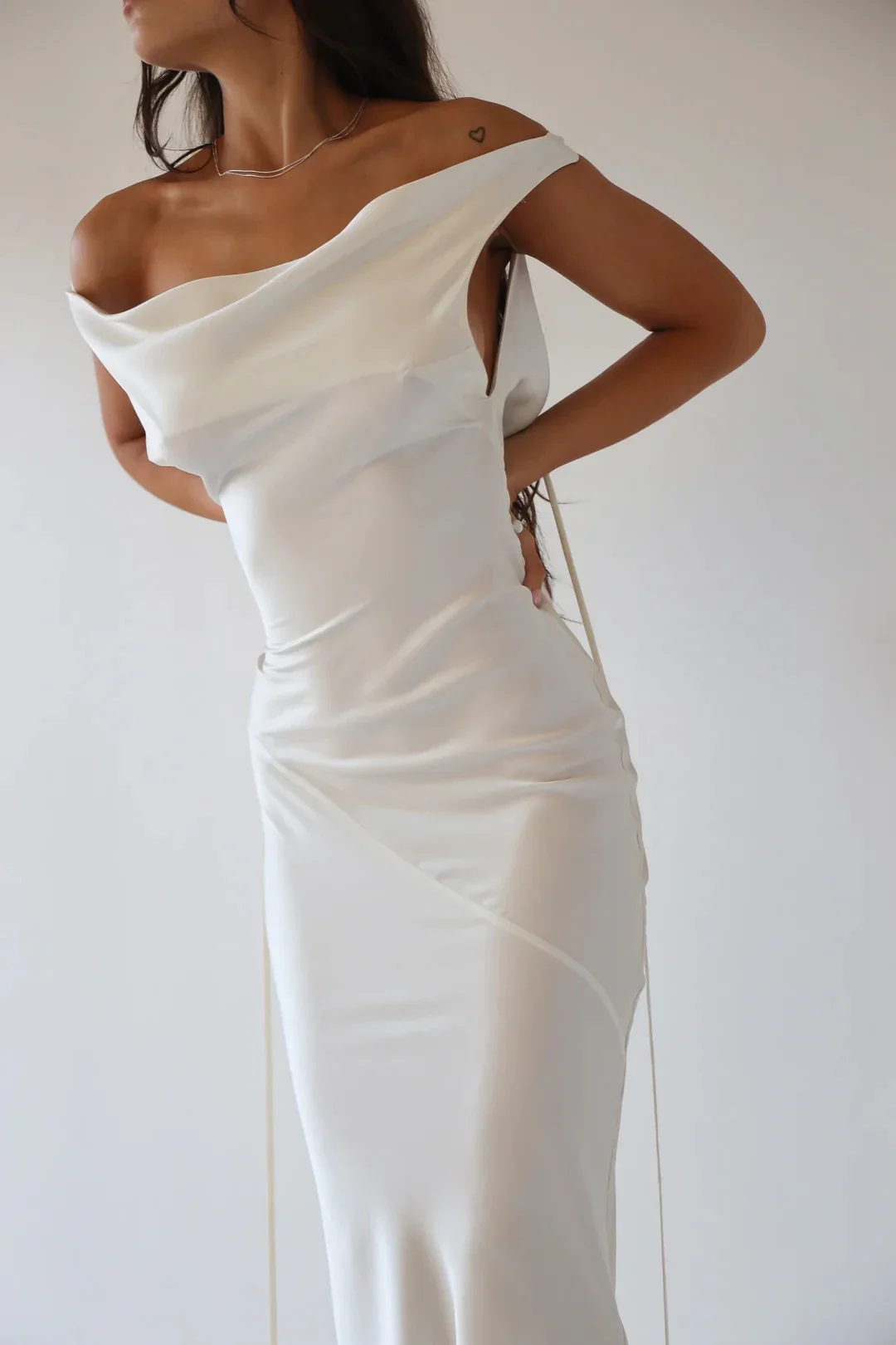 Satin Lace Spaghetti Strap Bodycon Dress - Image 8