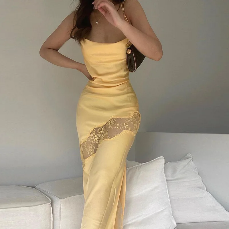 Satin Low Cut Spaghetti Strap Midi Dress - Image 3