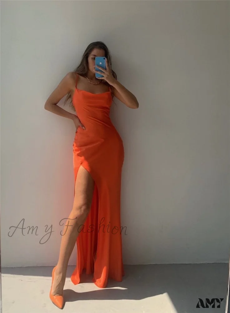 Amy Fashion - Satin Sleeveless Long Dresses - Image 8