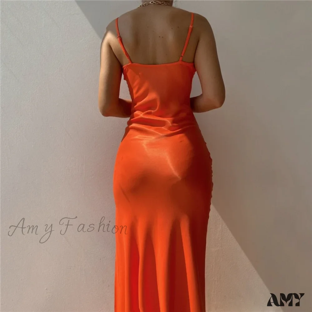 Amy Fashion - Satin Sleeveless Long Dresses - Image 9
