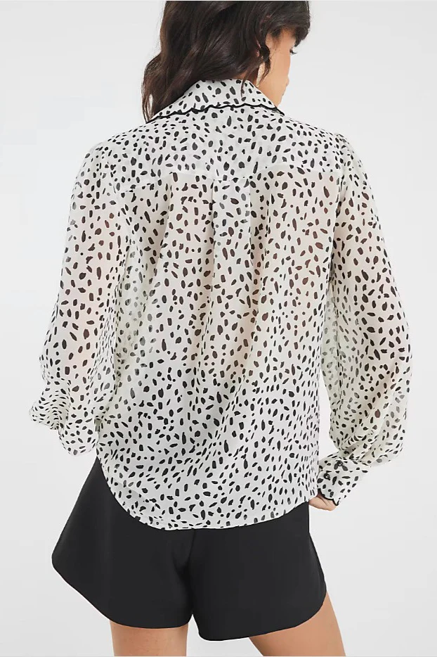 Satin-Texture Draped Long-Sleeve Versatile Blouse - Image 3