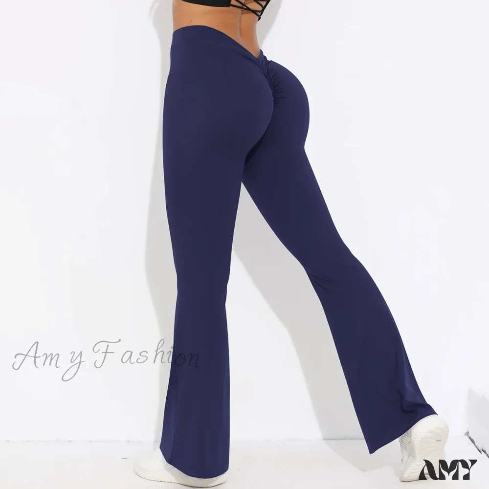Scrunch Butt Gym Flare Sexy V Waist Push Up Naked Feeling Yoga Pants Workout Tights Leggings - Image 10