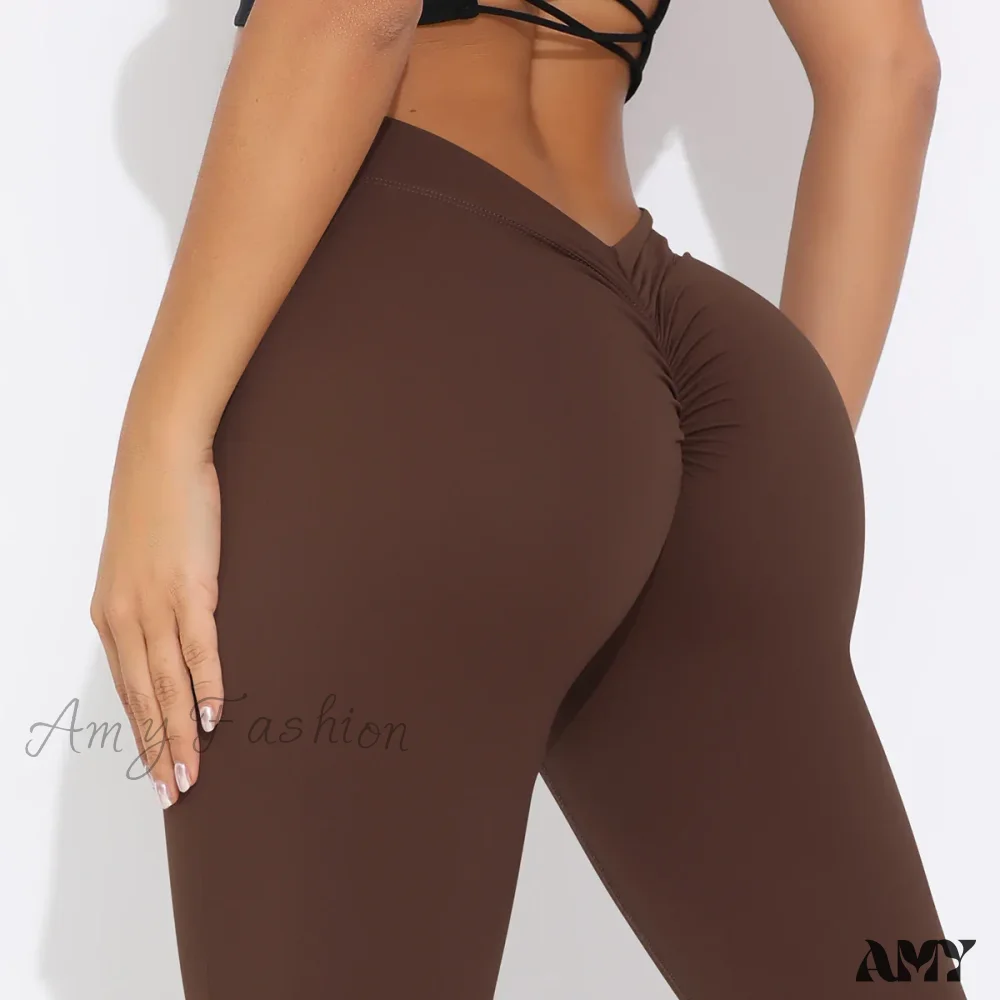 Scrunch Butt Gym Flare Sexy V Waist Push Up Naked Feeling Yoga Pants Workout Tights Leggings - Image 3