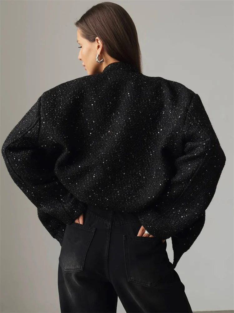 Sequin Patchwork Glitter Coat - Image 4