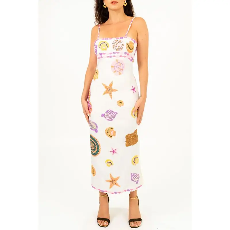 Sequin Shell Square Neck Vacation Dress - Image 6