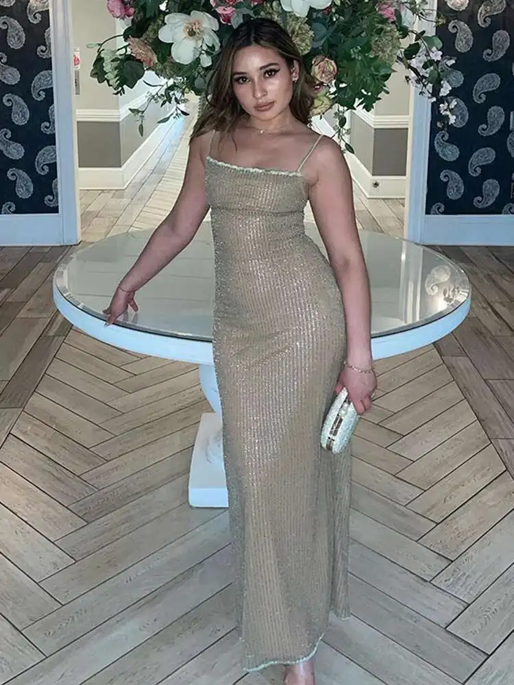 Sequin Strap Bodycon Midi Dress - Image 4