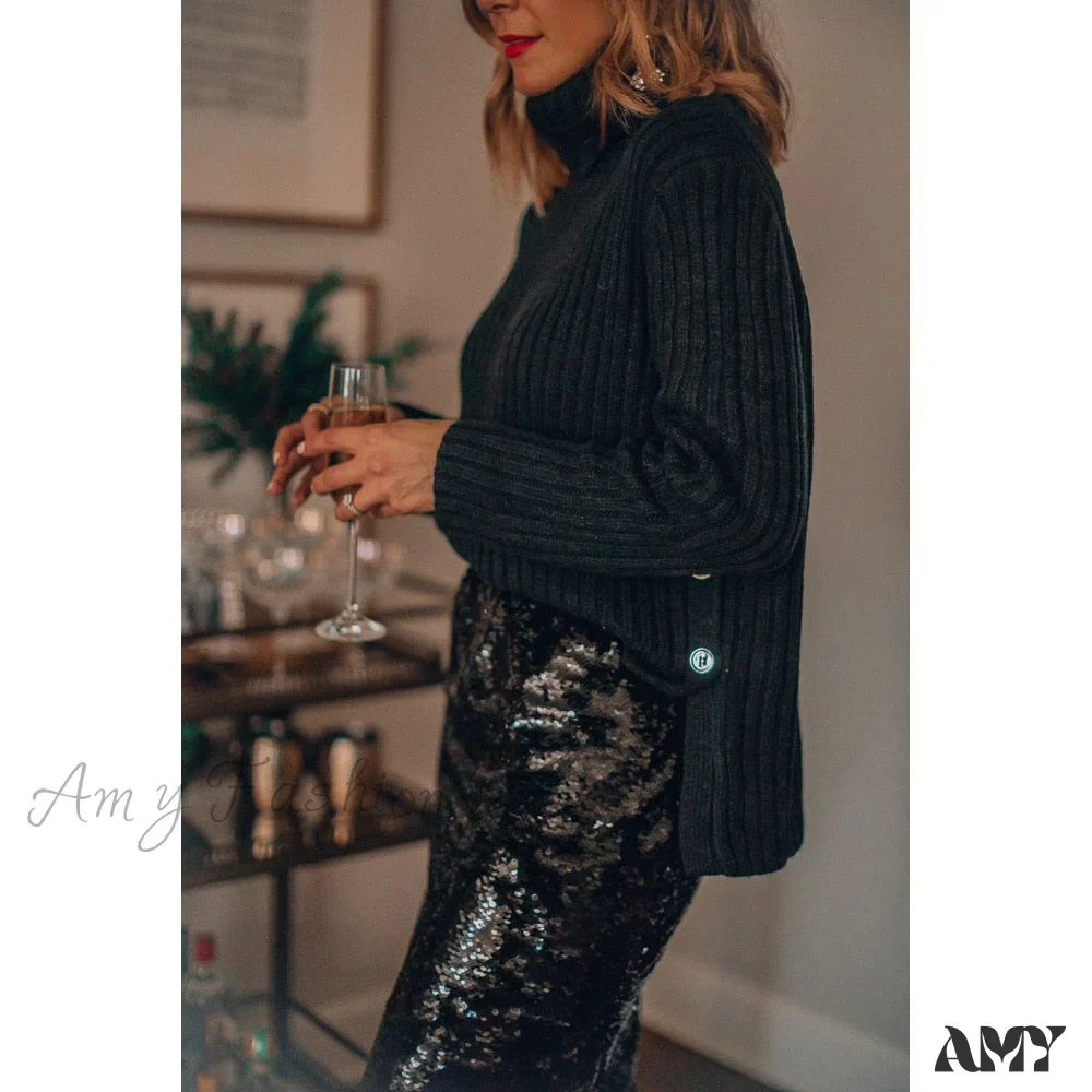 Amy Fashion - Sequined Bling Fashion Vestido Skirts - Image 5