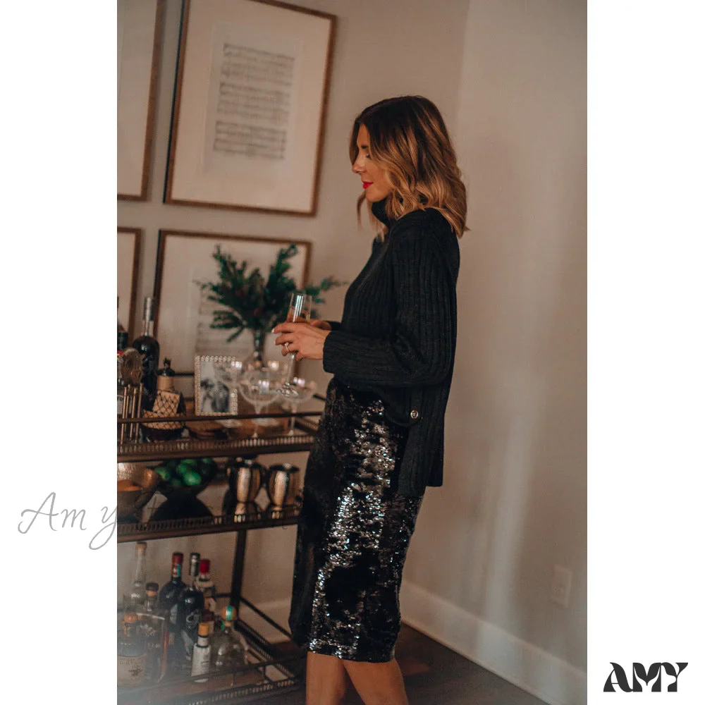 Amy Fashion - Sequined Bling Fashion Vestido Skirts - Image 8