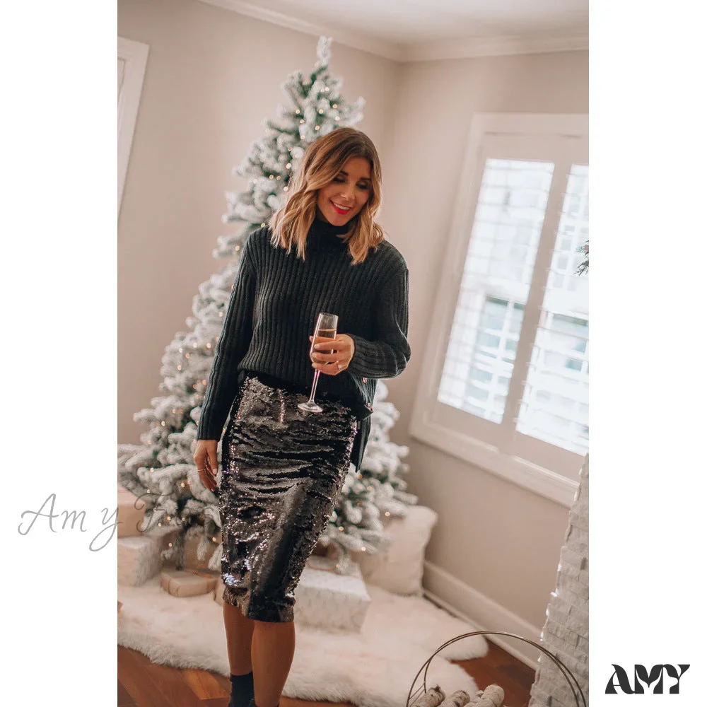 Amy Fashion - Sequined Bling Fashion Vestido Skirts - Image 9