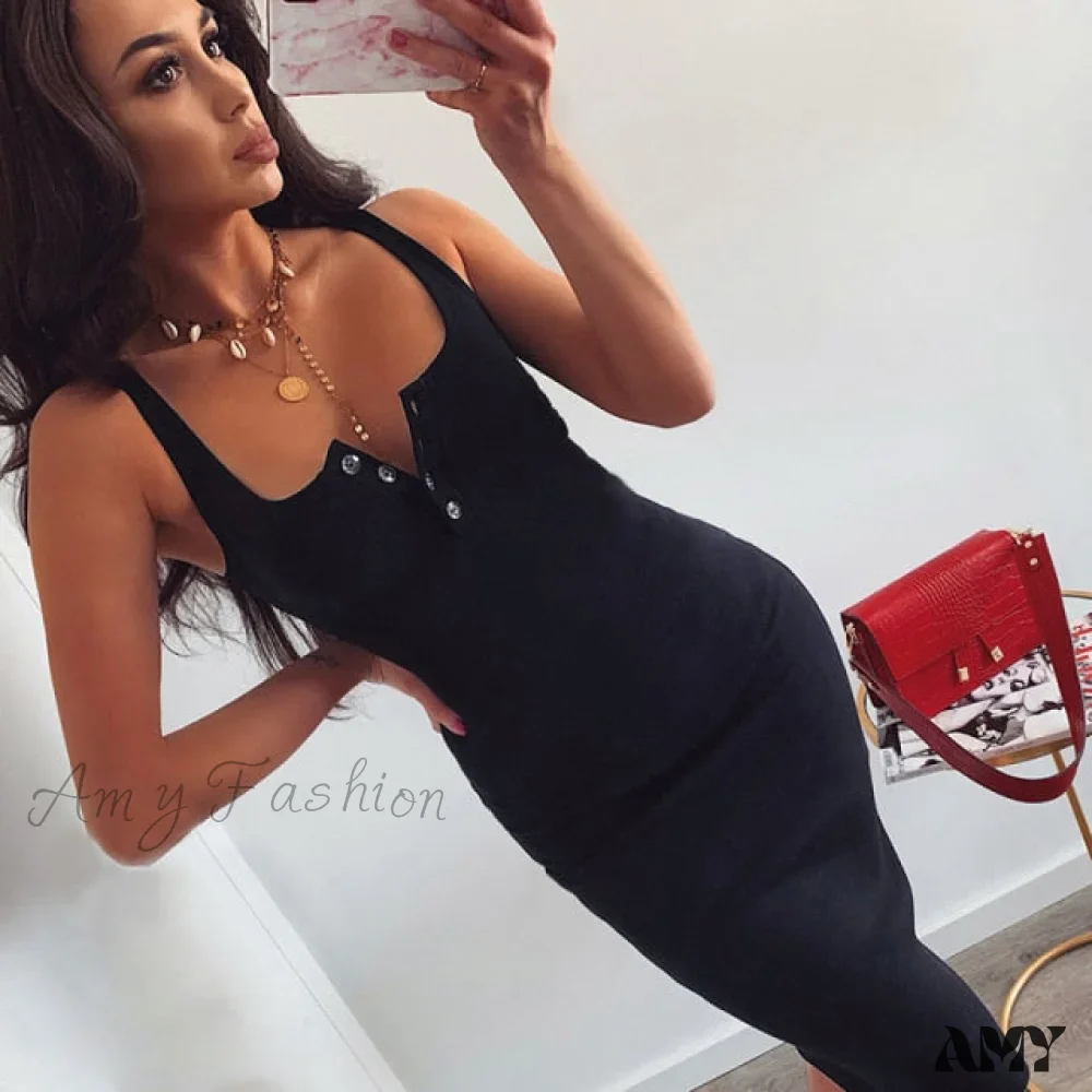 Amy Fashion - Sexy Bodycon Sleeveless Slim Strap Party Dresses - Image 3