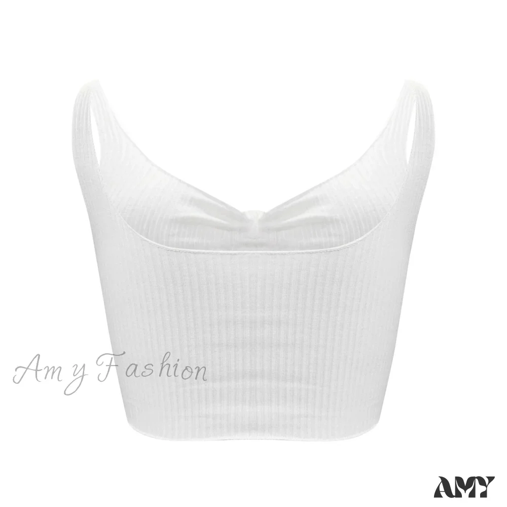 Amy Fashion - Sexy Bow Tank Tops For Women Bare Midriff Basic Crop Top - Image 5
