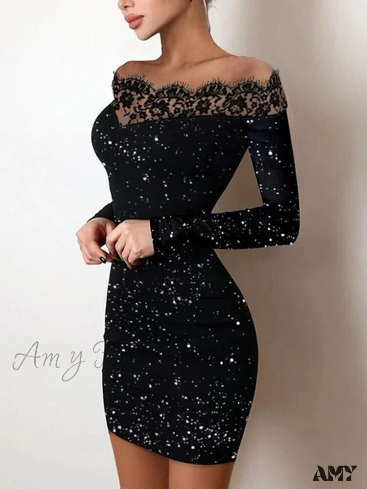 Amy Fashion - Off Shoulder Bodycon Bag Hip Elegant Party Lady Dresses - Image 2