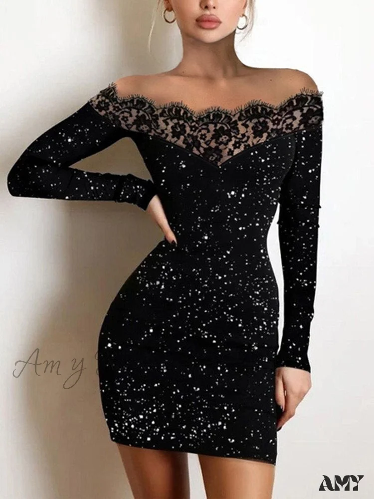 Amy Fashion - Off Shoulder Bodycon Bag Hip Elegant Party Lady Dresses - Image 3