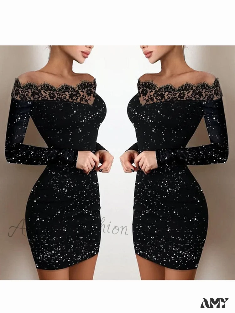 Amy Fashion - Off Shoulder Bodycon Bag Hip Elegant Party Lady Dresses - Image 4