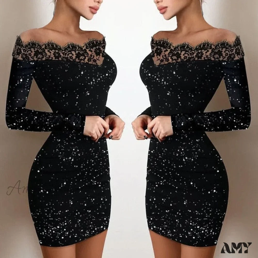 Amy Fashion - Off Shoulder Bodycon Bag Hip Elegant Party Lady Dresses - Image 5