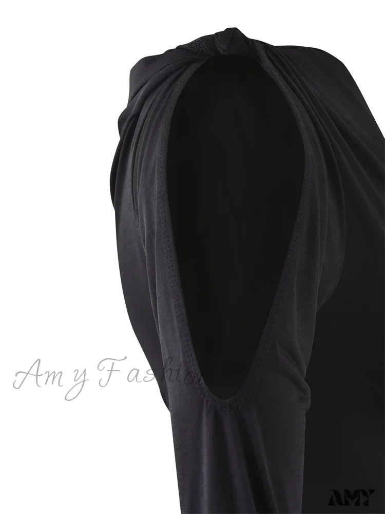 Amy Fashion - Sexy Off Shoulder Long Sleeve  Neck Solid Color Slim Fit  T-shirts - Image 4