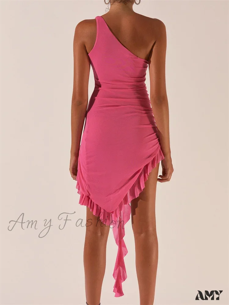 Amy Fashion - Sexy Off Shoulder Summer Clubwear Single Strap Mini Dress - Image 2