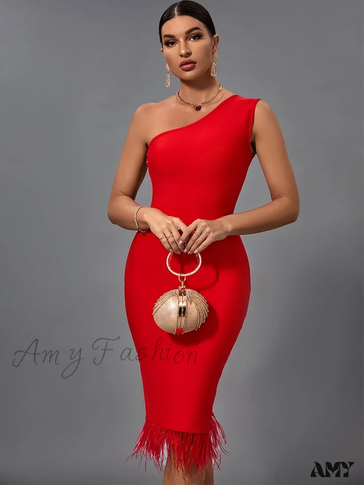 Amy Fashion - Sexy One Shoulder Evening Club Party Dress
