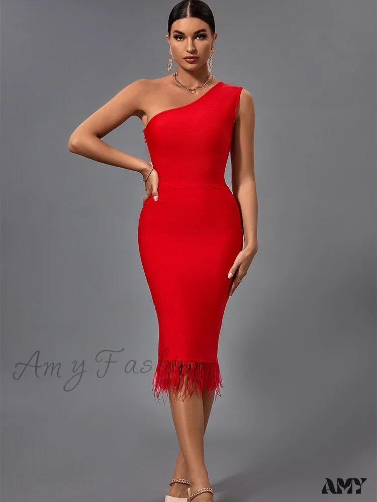 Amy Fashion - Sexy One Shoulder Evening Club Party Dress - Image 2