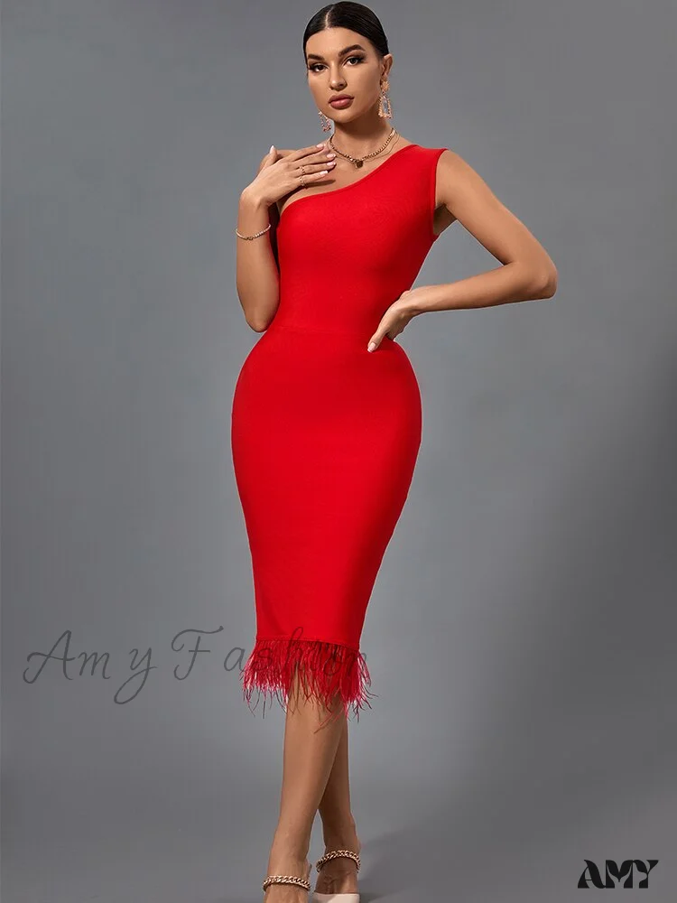 Amy Fashion - Sexy One Shoulder Evening Club Party Dress - Image 3