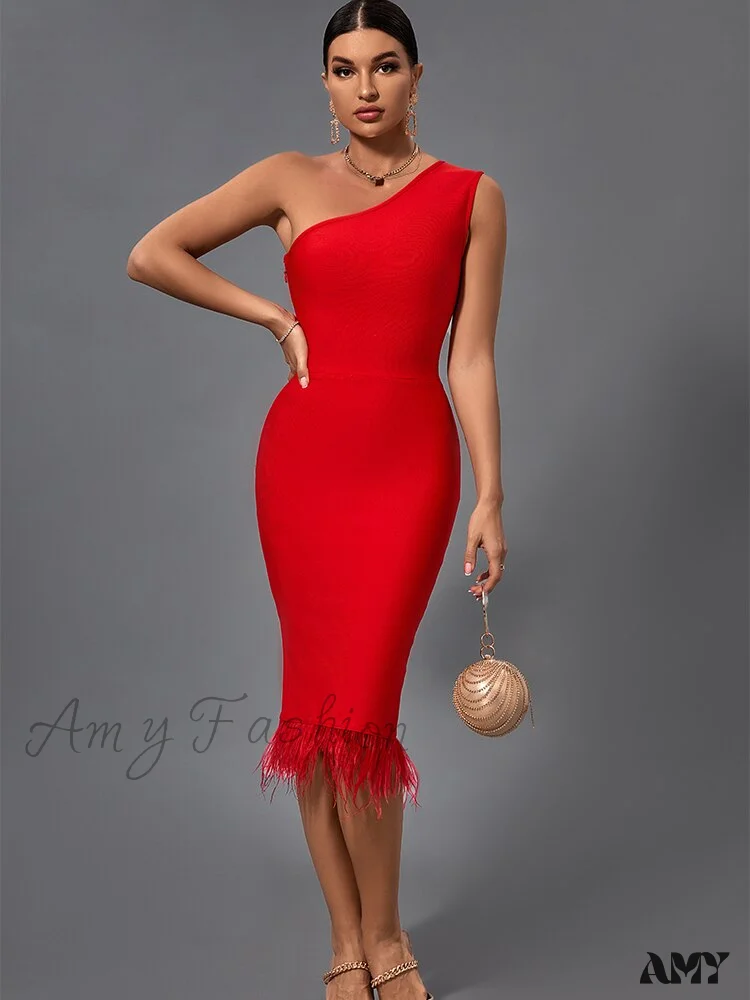 Amy Fashion - Sexy One Shoulder Evening Club Party Dress - Image 4