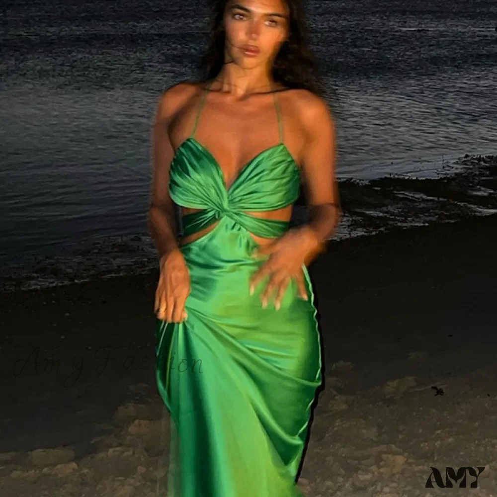 Amy Fashion - Sexy Satin Tube Top Midi Skirts - Image 13