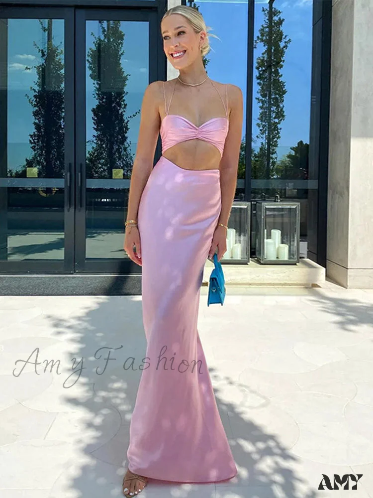 Amy Fashion - Sexy Satin Tube Top Midi Skirts - Image 2