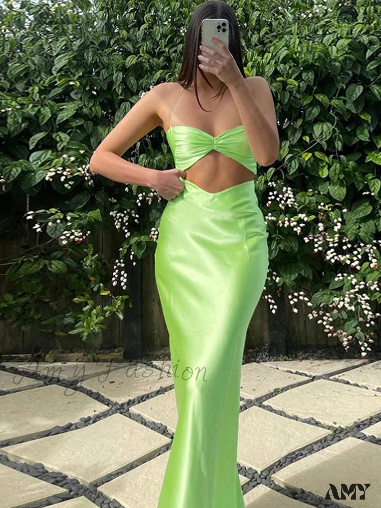 Amy Fashion - Sexy Satin Tube Top Midi Skirts - Image 5