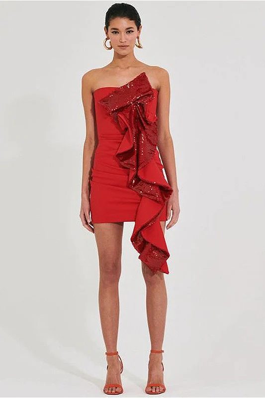 Sexy Sequined Sash Strapless Off-Shoulder Party Dress - Image 2