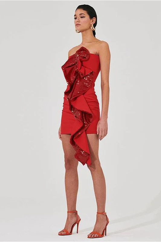 Sexy Sequined Sash Strapless Off-Shoulder Party Dress - Image 3