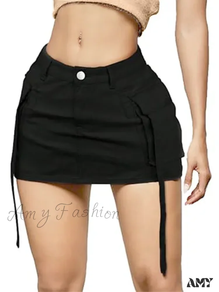 Sexy Short Slim Fit Casual Regular Elegant Splice Denim High Waist Hip Wrap A-Line Skirt - Image 7