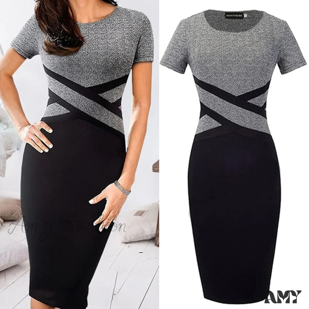 Amy Fashion - Sexy Slim Party Short Sleeve O-neck Midi Dress - Image 2