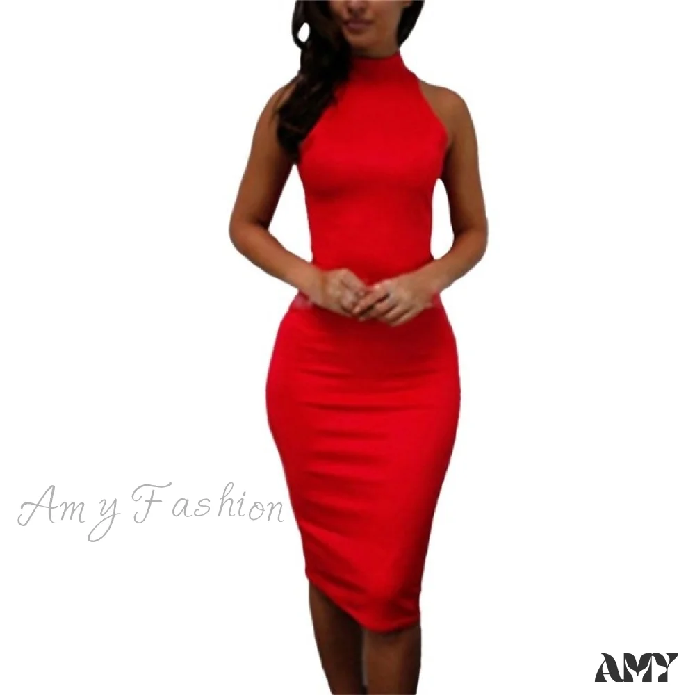 Amy Fashion - Sexy Slim Party Short Sleeve O-neck Midi Dress - Image 7