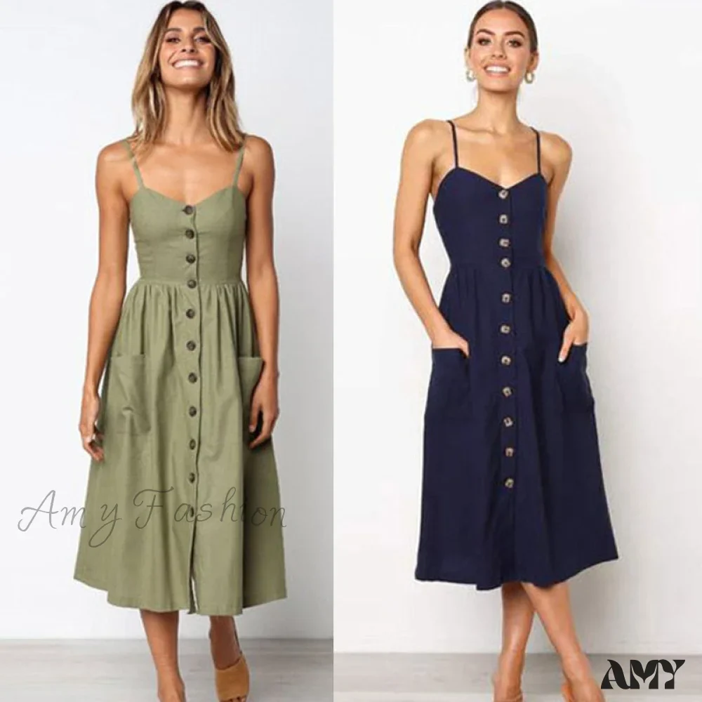 Amy Fashion - Backless Sleeveless Striped Dot Print Solid Dress - Image 2