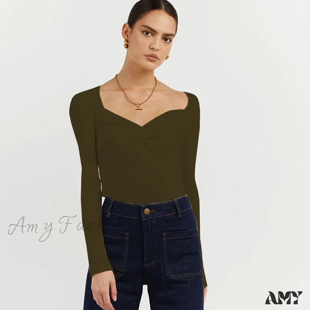 Amy Fashion - Chic Square Collar Short Sweaters Pullover - Image 12