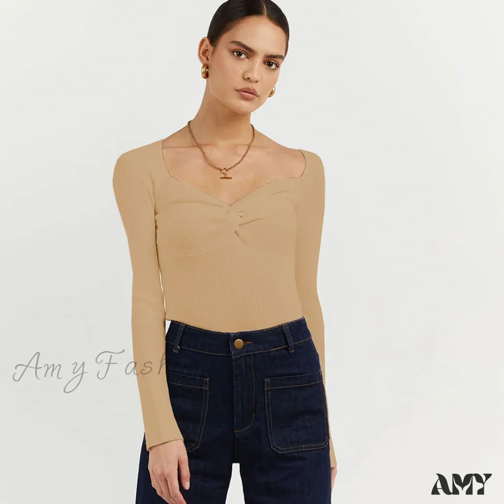 Amy Fashion - Chic Square Collar Short Sweaters Pullover - Image 13