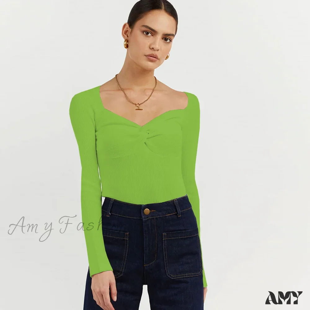 Amy Fashion - Chic Square Collar Short Sweaters Pullover - Image 8